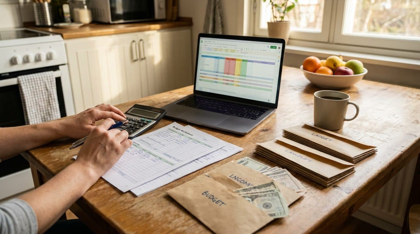 Household budget worksheet with a catch-up payment schedule