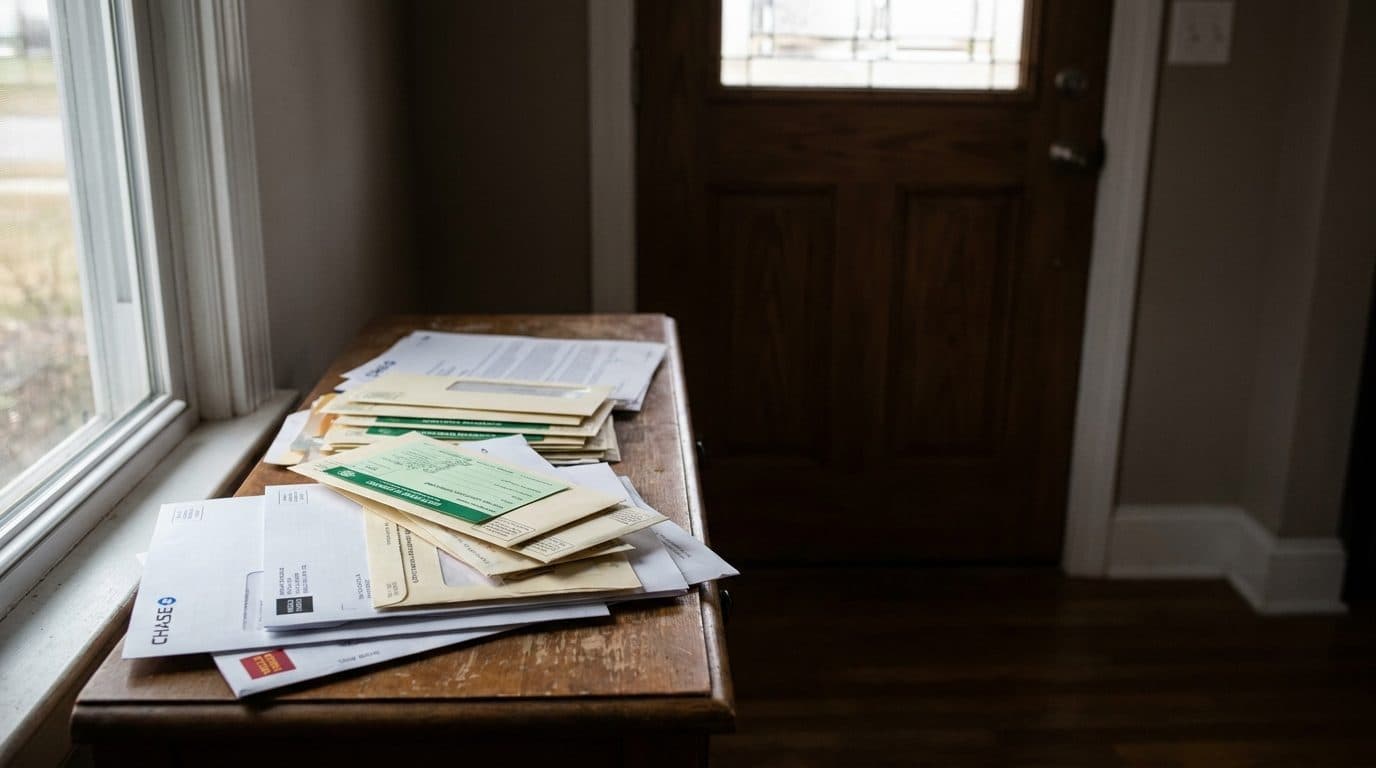 Stack of certified mail envelopes from a mortgage lender